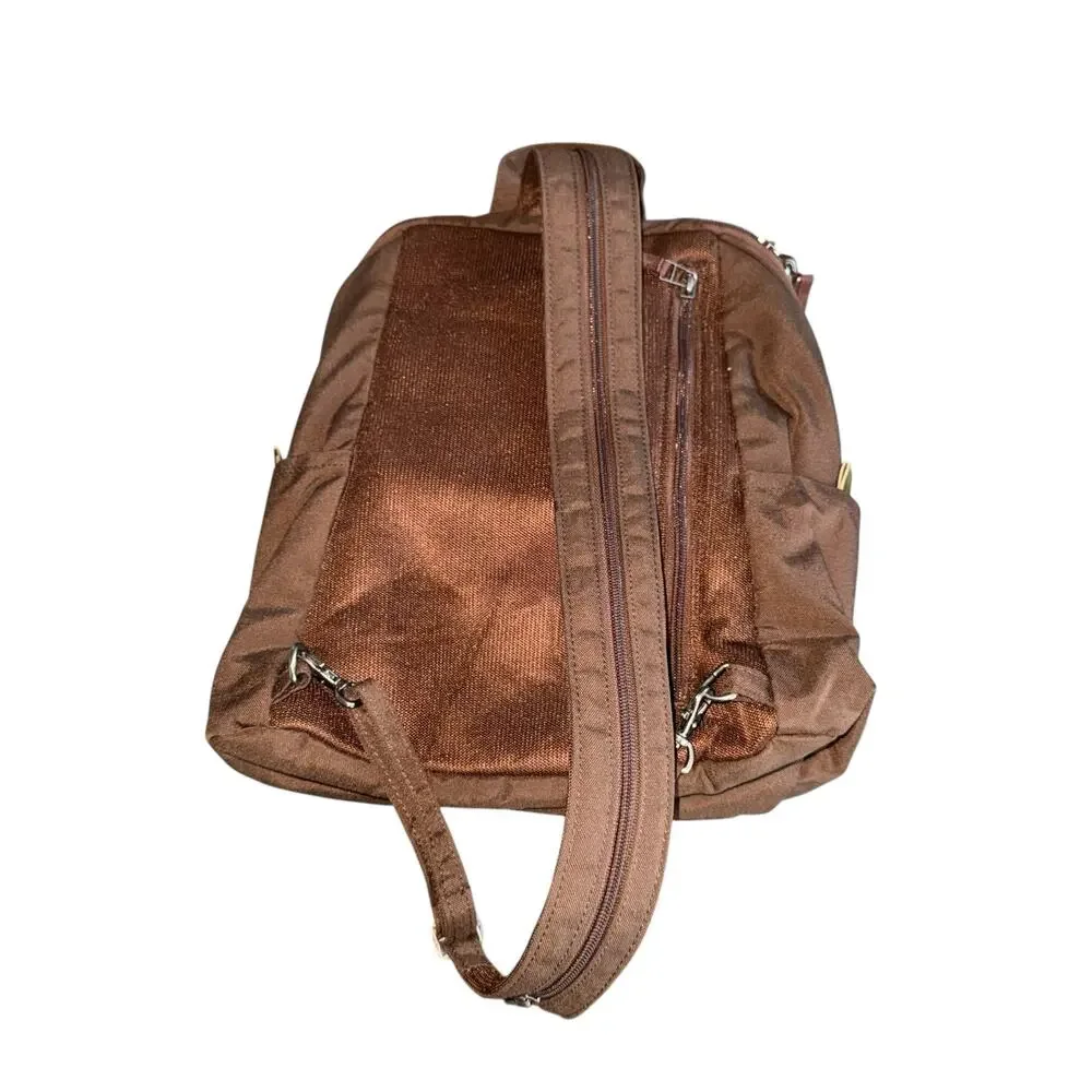 REI convertible backpack with Sling Zipper Brown w/silver hardware and pockets